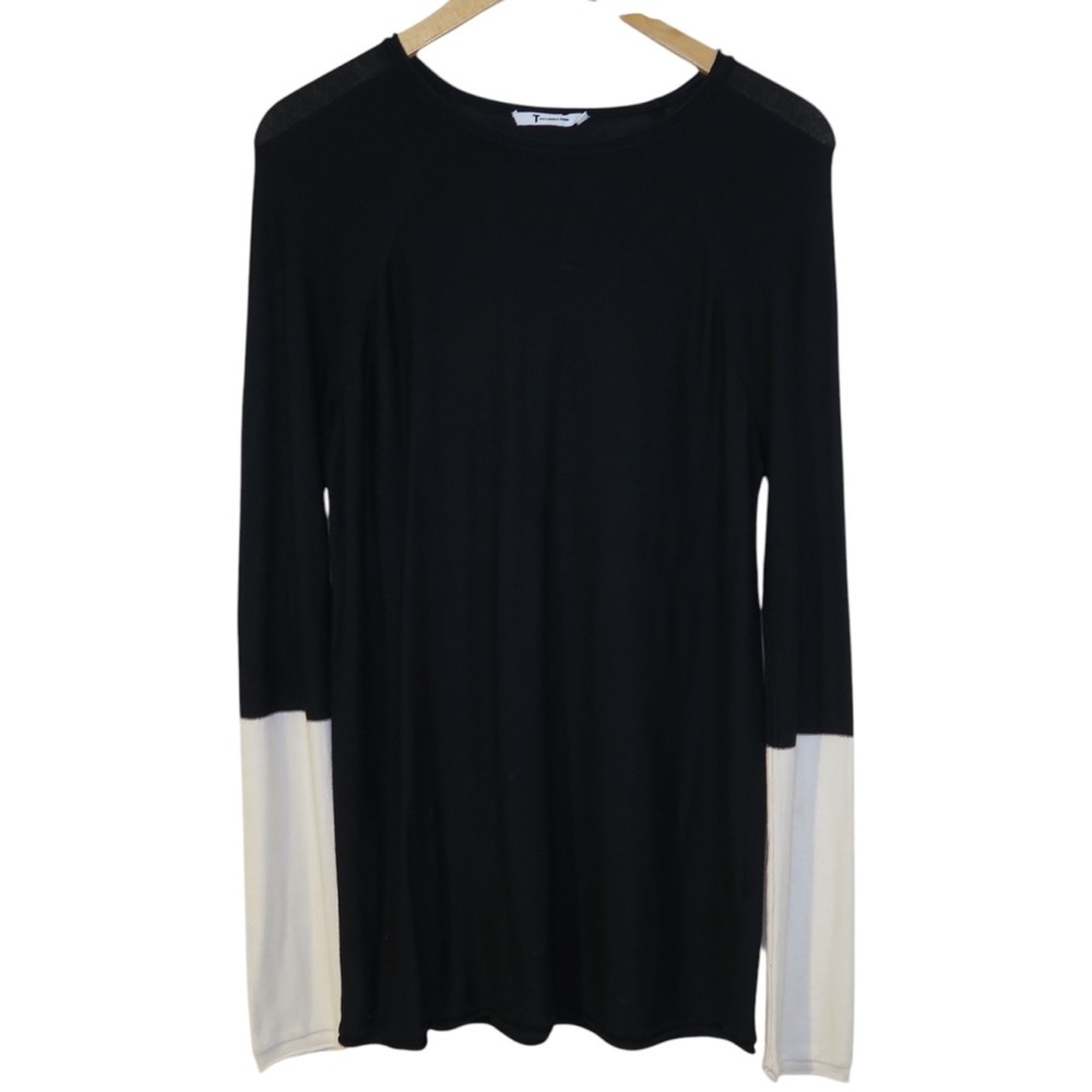 T by Alexander Wang Top Long Sleeve Tunic Blouse Layering Soft Black